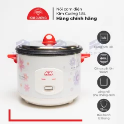 Nồi Cơm Điện Kim Cương 1.8 Lít Nắp Rời Chống Dính