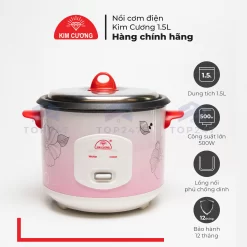 Nồi Cơm Điện Kim Cương 1.5 Lít Nắp Rời Chống Dính