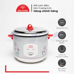 Nồi Cơm Điện Kim Cương - Nắp Rời 2.2 Lít [Chính Hãng]