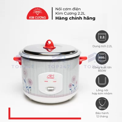 Nồi Cơm Điện Kim Cương - Nắp Rời 2.2 Lít [Chính Hãng]