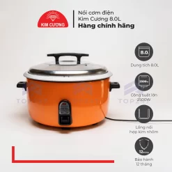 Nồi Cơm Điện Kim Cương - Nắp Rời 8 Lít [Chính Hãng]